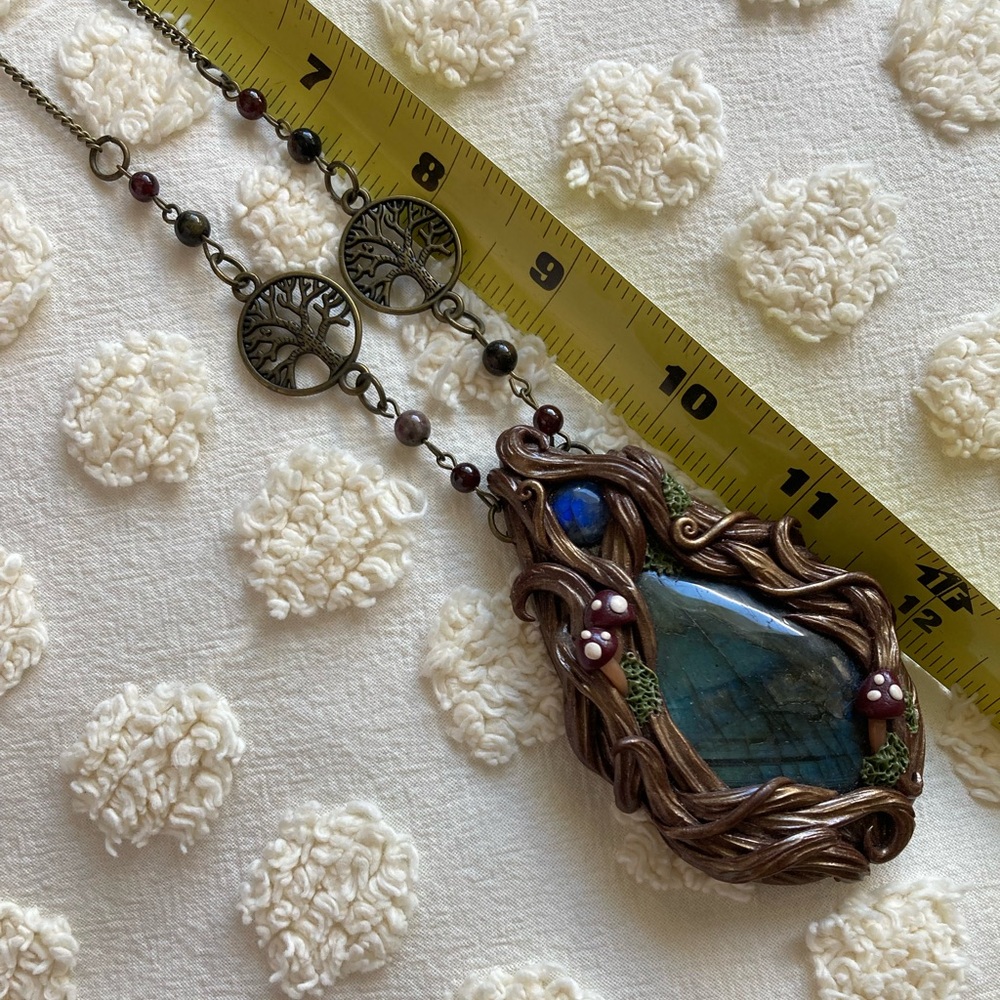 Whimsical Handmade Labradorite Tree of Life Necklace – made by Mothmagick - Picture 4 of 10